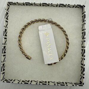 Panacea Gold Twist Cuff Bracelet Textured Open Bangle Minimalist Chunky Jewelry